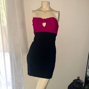 Elegant Black and Pink Strapless Dress